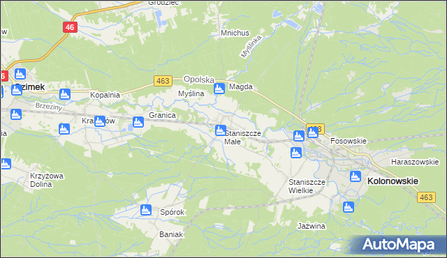 mapa Staniszcze Małe, Staniszcze Małe na mapie Targeo