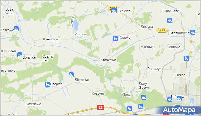 mapa Stankowo gmina Gostyń, Stankowo gmina Gostyń na mapie Targeo