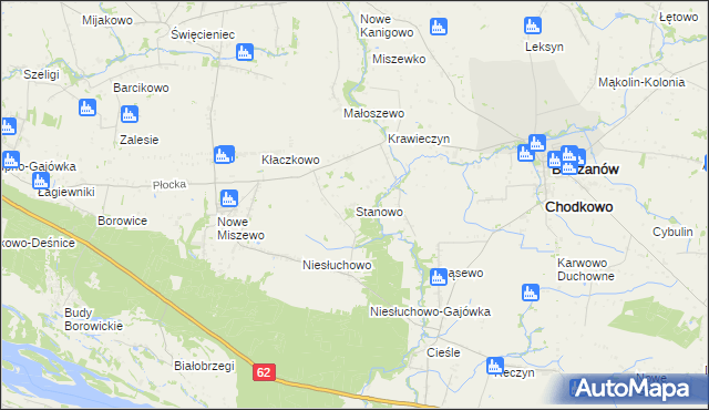 mapa Stanowo gmina Bodzanów, Stanowo gmina Bodzanów na mapie Targeo