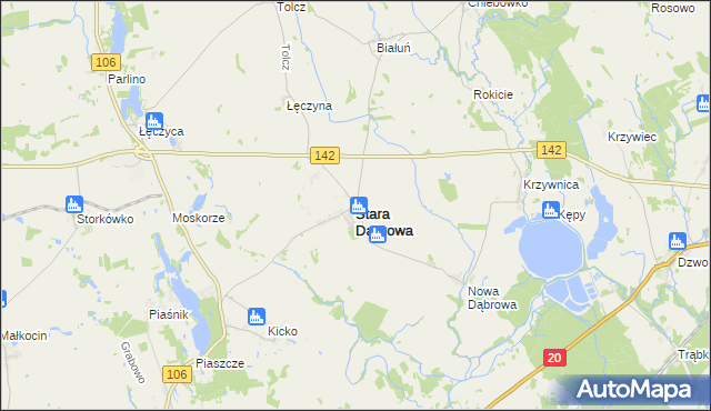 mapa Stara Dąbrowa powiat stargardzki, Stara Dąbrowa powiat stargardzki na mapie Targeo