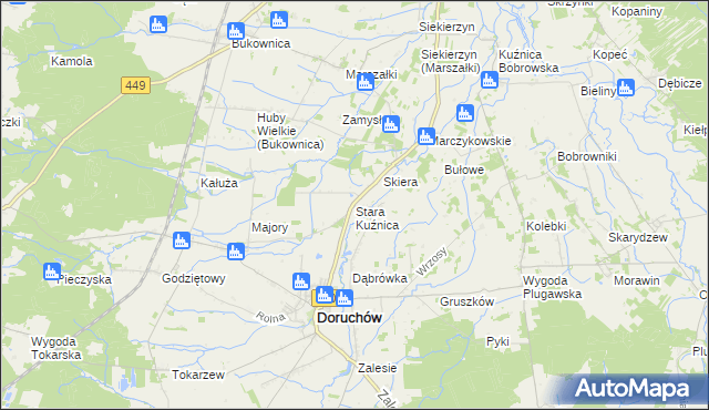 mapa Stara Kuźnica gmina Doruchów, Stara Kuźnica gmina Doruchów na mapie Targeo