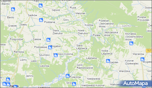 mapa Stara Łagowica, Stara Łagowica na mapie Targeo