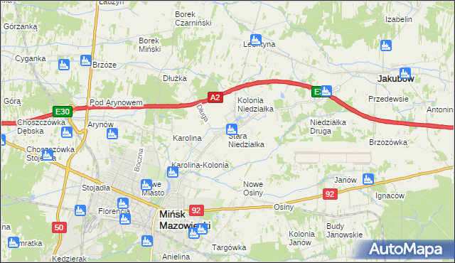 mapa Stara Niedziałka, Stara Niedziałka na mapie Targeo