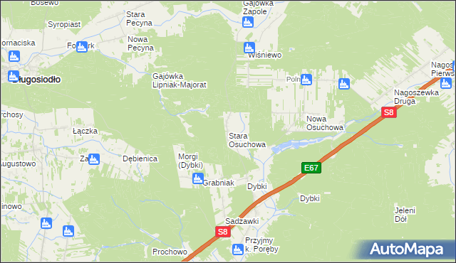 mapa Stara Osuchowa, Stara Osuchowa na mapie Targeo