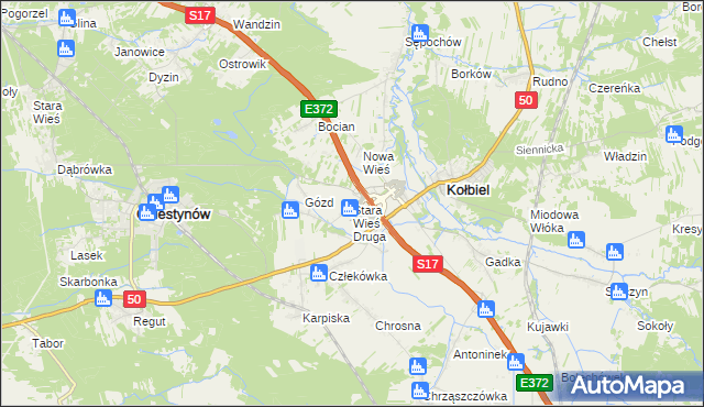 mapa Stara Wieś Druga gmina Kołbiel, Stara Wieś Druga gmina Kołbiel na mapie Targeo