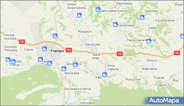 mapa Stara Wieś gmina Frampol, Stara Wieś gmina Frampol na mapie Targeo