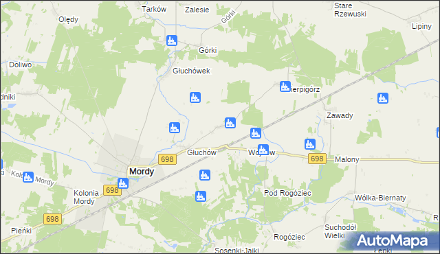 mapa Stara Wieś gmina Mordy, Stara Wieś gmina Mordy na mapie Targeo