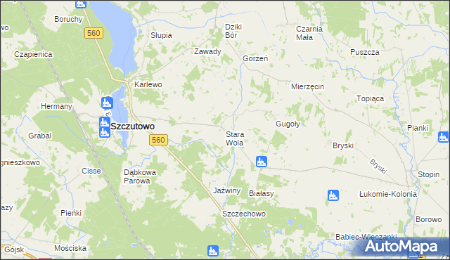 mapa Stara Wola gmina Szczutowo, Stara Wola gmina Szczutowo na mapie Targeo