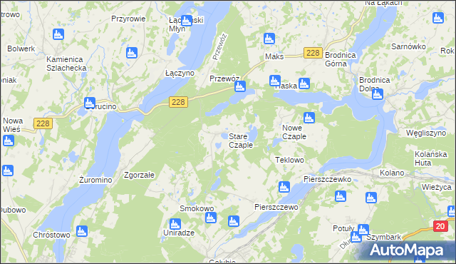 mapa Stare Czaple gmina Stężyca, Stare Czaple gmina Stężyca na mapie Targeo