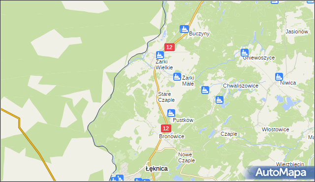 mapa Stare Czaple gmina Trzebiel, Stare Czaple gmina Trzebiel na mapie Targeo