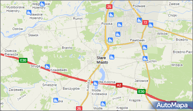 mapa Stare Miasto powiat koniński, Stare Miasto powiat koniński na mapie Targeo