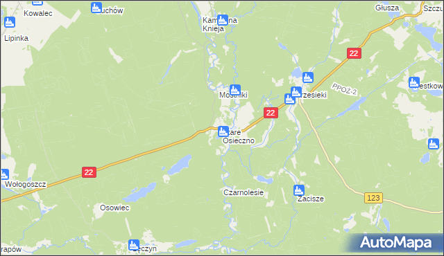 mapa Stare Osieczno, Stare Osieczno na mapie Targeo