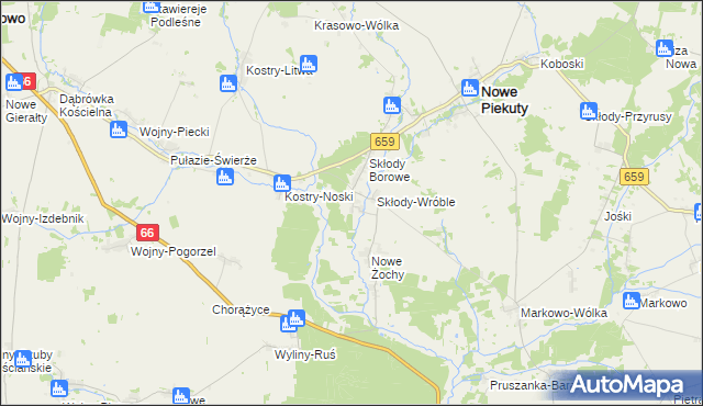 mapa Stare Żochy, Stare Żochy na mapie Targeo