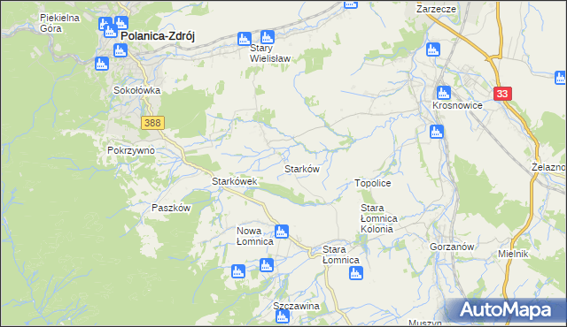 mapa Starków gmina Kłodzko, Starków gmina Kłodzko na mapie Targeo