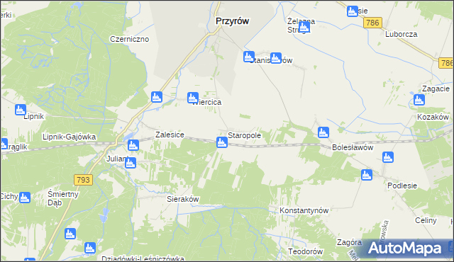 mapa Staropole gmina Przyrów, Staropole gmina Przyrów na mapie Targeo