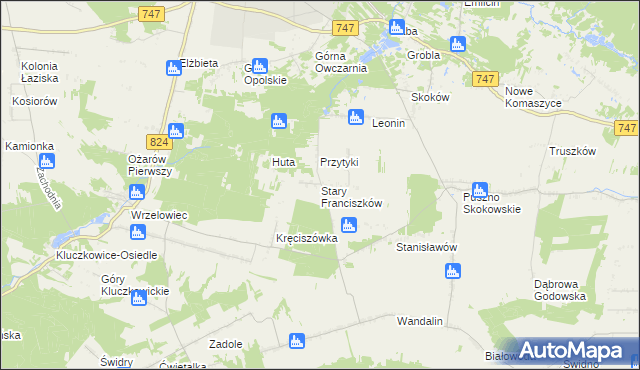 mapa Stary Franciszków, Stary Franciszków na mapie Targeo