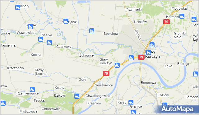 mapa Stary Korczyn, Stary Korczyn na mapie Targeo