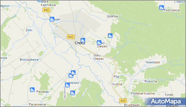 mapa Stary Olesiec, Stary Olesiec na mapie Targeo