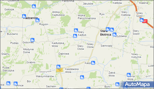 mapa Stary Osów, Stary Osów na mapie Targeo