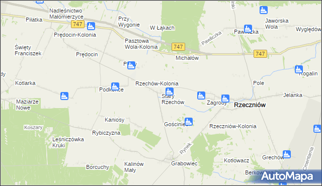 mapa Stary Rzechów, Stary Rzechów na mapie Targeo