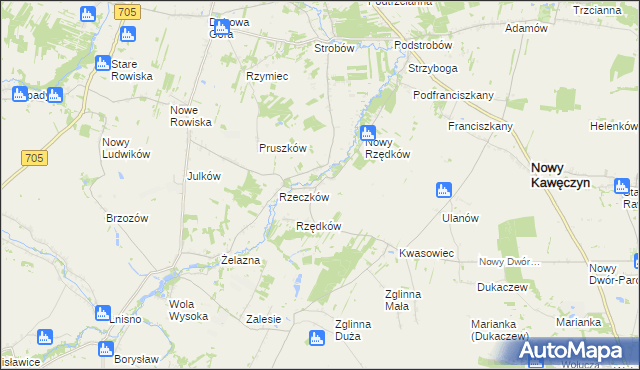 mapa Stary Rzędków, Stary Rzędków na mapie Targeo