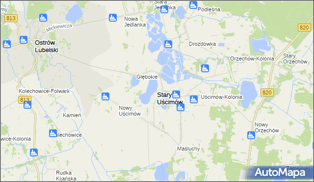 mapa Stary Uścimów, Stary Uścimów na mapie Targeo