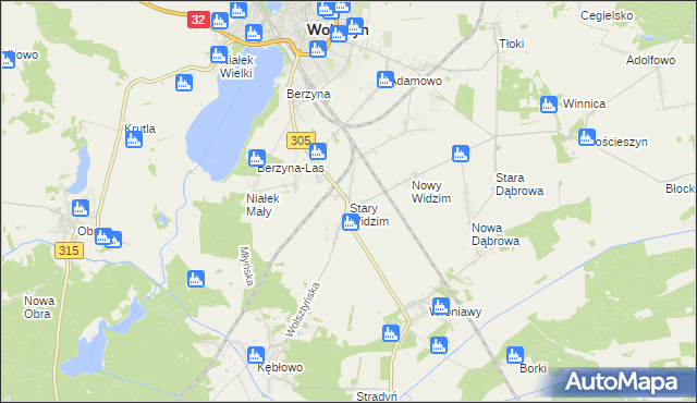 mapa Stary Widzim, Stary Widzim na mapie Targeo