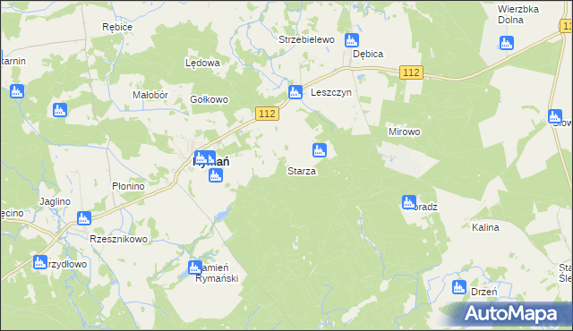 mapa Starza gmina Rymań, Starza gmina Rymań na mapie Targeo