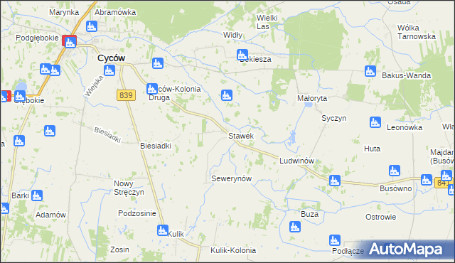 mapa Stawek gmina Cyców, Stawek gmina Cyców na mapie Targeo