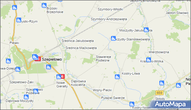 mapa Stawiereje Podleśne, Stawiereje Podleśne na mapie Targeo