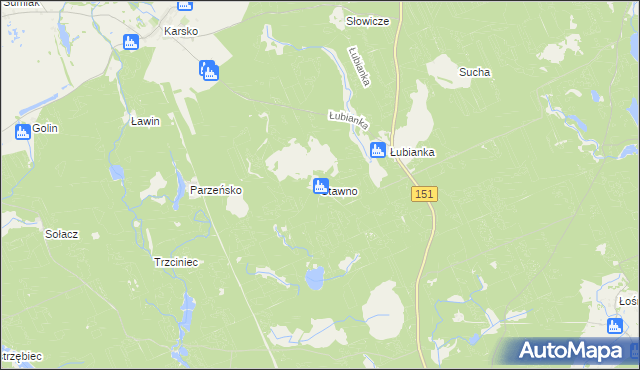 mapa Stawno gmina Nowogródek Pomorski, Stawno gmina Nowogródek Pomorski na mapie Targeo