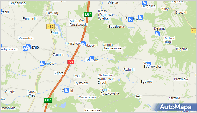 mapa Stefanów Barczewski Pierwszy, Stefanów Barczewski Pierwszy na mapie Targeo