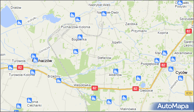 mapa Stefanów gmina Cyców, Stefanów gmina Cyców na mapie Targeo