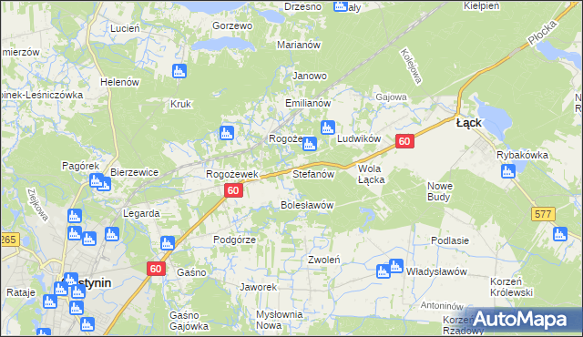 mapa Stefanów gmina Gostynin, Stefanów gmina Gostynin na mapie Targeo