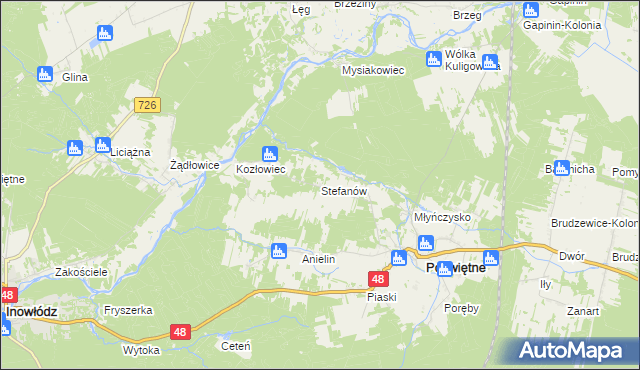 mapa Stefanów gmina Poświętne, Stefanów gmina Poświętne na mapie Targeo