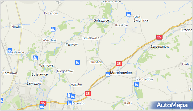 mapa Stefanowice gmina Marcinowice, Stefanowice gmina Marcinowice na mapie Targeo