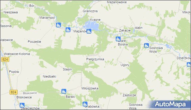 mapa Stefanówka gmina Józefów nad Wisłą, Stefanówka gmina Józefów nad Wisłą na mapie Targeo