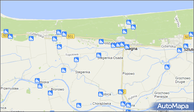 mapa Stegienka-Osada, Stegienka-Osada na mapie Targeo