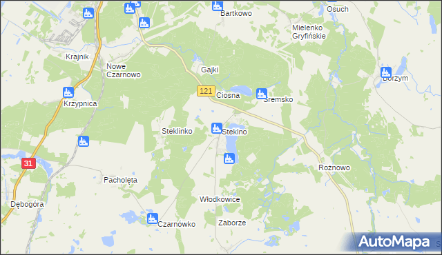 mapa Steklno, Steklno na mapie Targeo