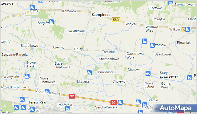 mapa Stelmachowo gmina Leszno, Stelmachowo gmina Leszno na mapie Targeo