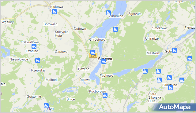 mapa Stężyca powiat kartuski, Stężyca powiat kartuski na mapie Targeo