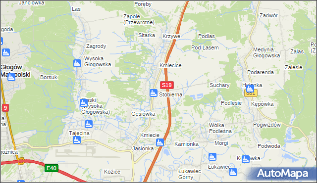 mapa Stobierna gmina Trzebownisko, Stobierna gmina Trzebownisko na mapie Targeo