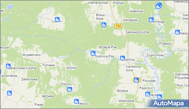 mapa Stobnica-Piła, Stobnica-Piła na mapie Targeo