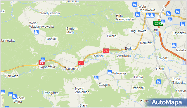 mapa Stoczek gmina Garwolin, Stoczek gmina Garwolin na mapie Targeo