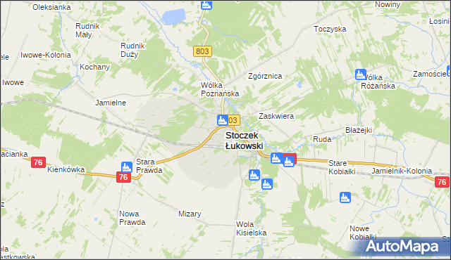 mapa Stoczek Łukowski, Stoczek Łukowski na mapie Targeo