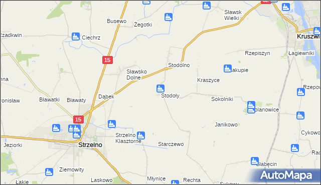 mapa Stodoły gmina Strzelno, Stodoły gmina Strzelno na mapie Targeo