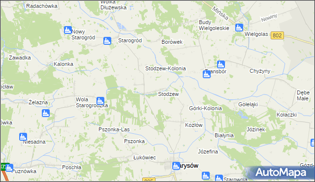 mapa Stodzew, Stodzew na mapie Targeo