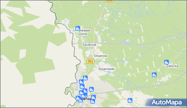mapa Stojanów gmina Pieńsk, Stojanów gmina Pieńsk na mapie Targeo