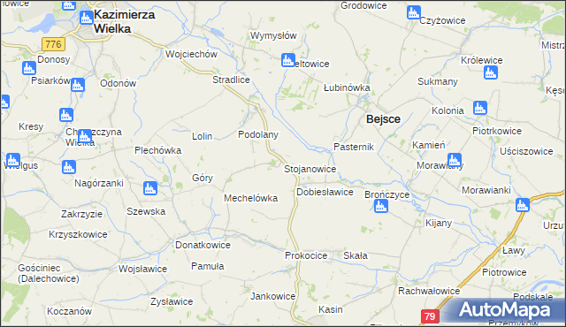 mapa Stojanowice, Stojanowice na mapie Targeo