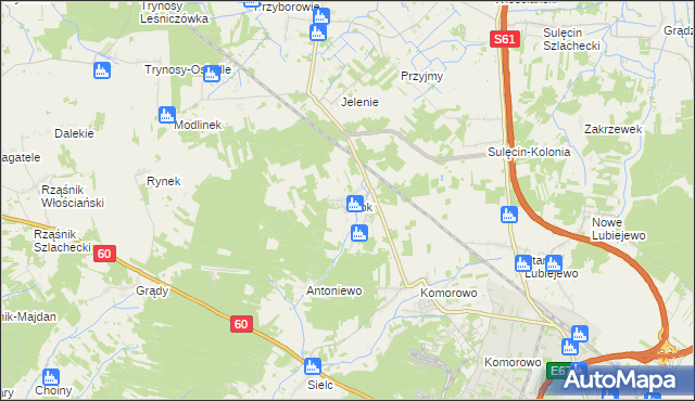 mapa Stok gmina Ostrów Mazowiecka, Stok gmina Ostrów Mazowiecka na mapie Targeo